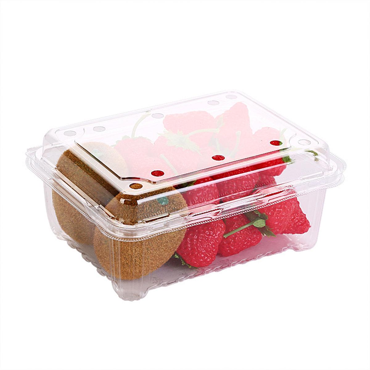 100pcs Transparent Plastic Fruit Box with Tape Cover Storage Packaging for Fruit - 125g 8