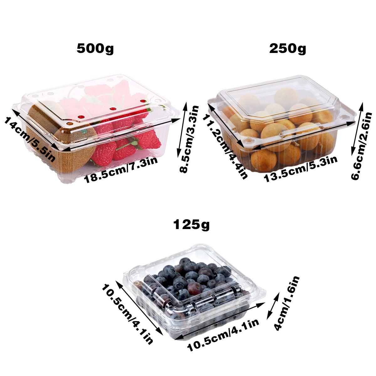 100pcs Transparent Plastic Fruit Box with Tape Cover Storage Packaging for Fruit - 250g 3