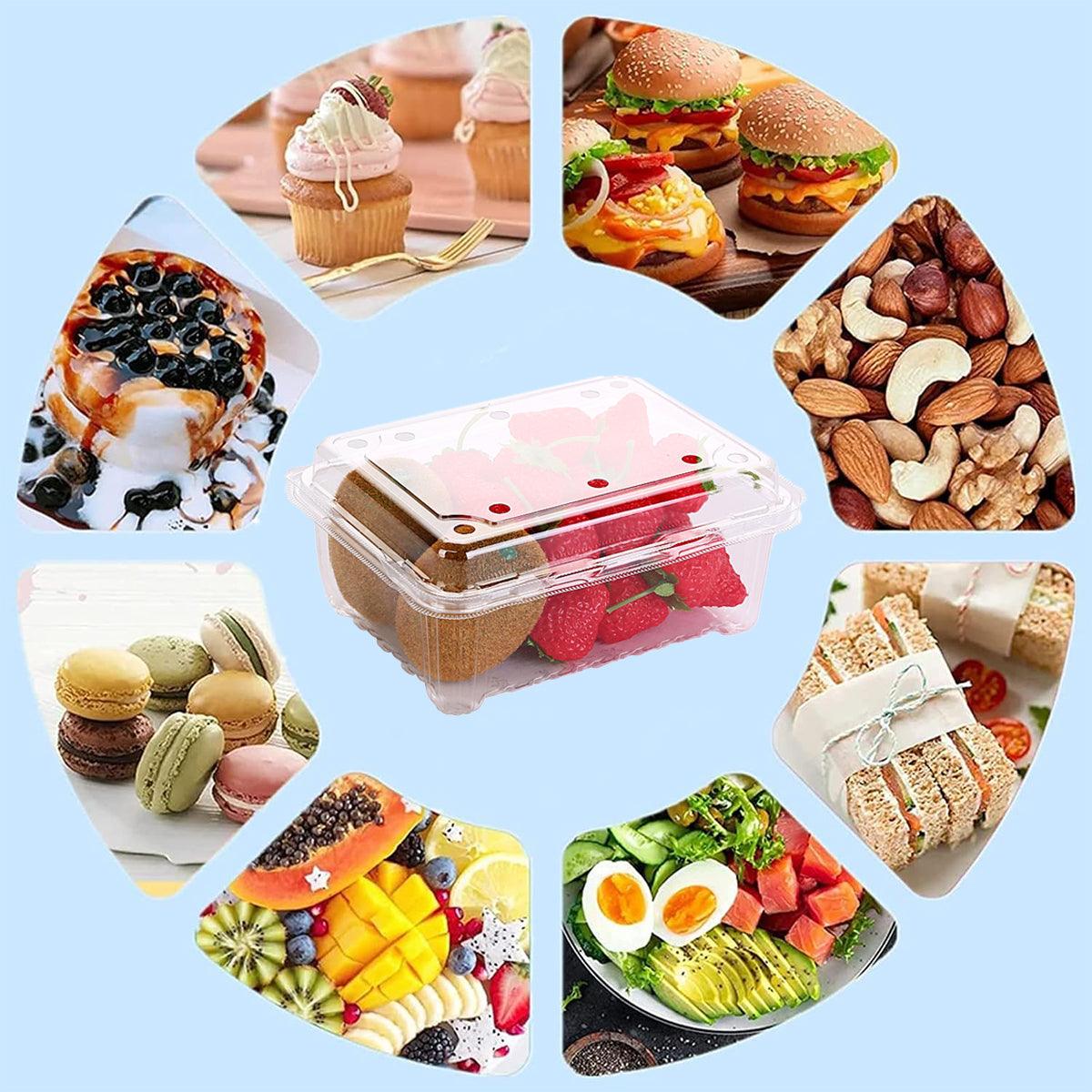 100pcs Transparent Plastic Fruit Box with Tape Cover Storage Packaging for Fruit - 250g 4