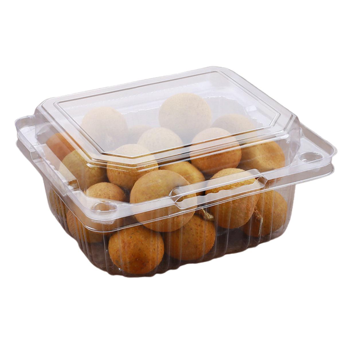 100pcs Transparent Plastic Fruit Box with Tape Cover Storage Packaging for Fruit - 250g 7
