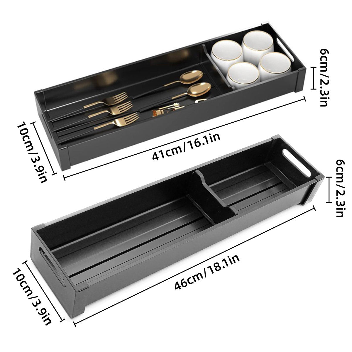 Kitchen Cabinet Drawer Cutlery Tray Utensil Organiser Insert Divider Storage - 41x10cm 3