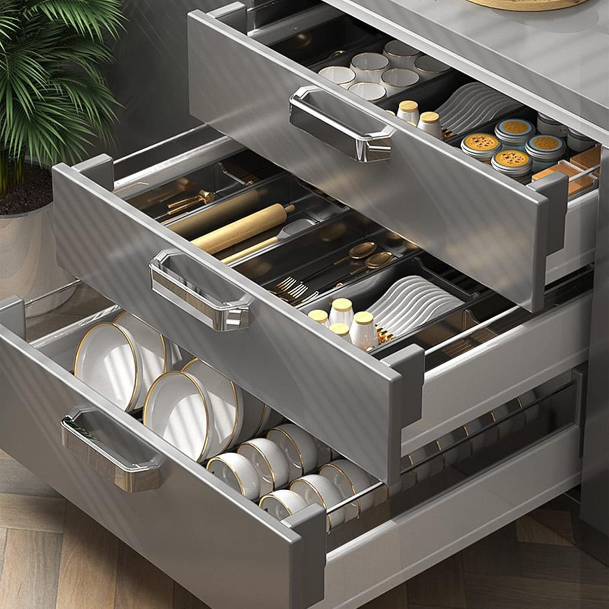 Kitchen Cabinet Drawer Cutlery Tray Utensil Organiser Insert Divider Storage - 41x10cm 4