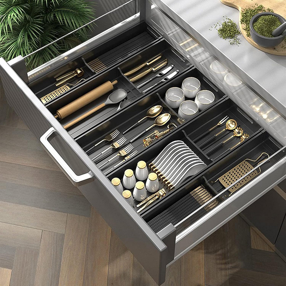 Kitchen Cabinet Drawer Cutlery Tray Utensil Organiser Insert Divider Storage - 41x10cm 5
