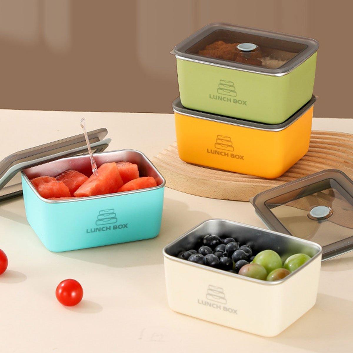 4pcs Sealed Crisper Food Storage Container Set Bento Box Refrigerator Organizer 3