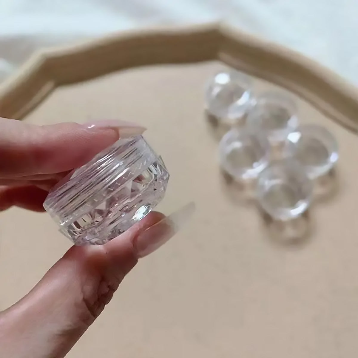 Cosmetic Cream Jar Bottle 50PCS 5g Transparent Round Refillable Sample Container - Clear Diamond Jar 4