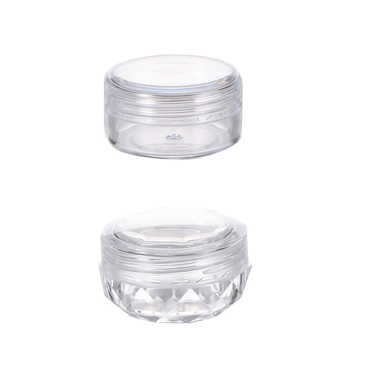 Cosmetic Cream Jar Bottle 50PCS 5g Transparent Round Refillable Sample Container - White Flat Lid Jar