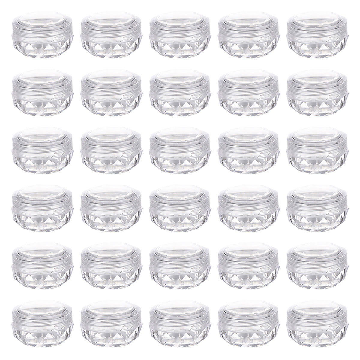 Cosmetic Cream Jar Bottle 50PCS 5g Transparent Round Refillable Sample Container - White Flat Lid Jar 7