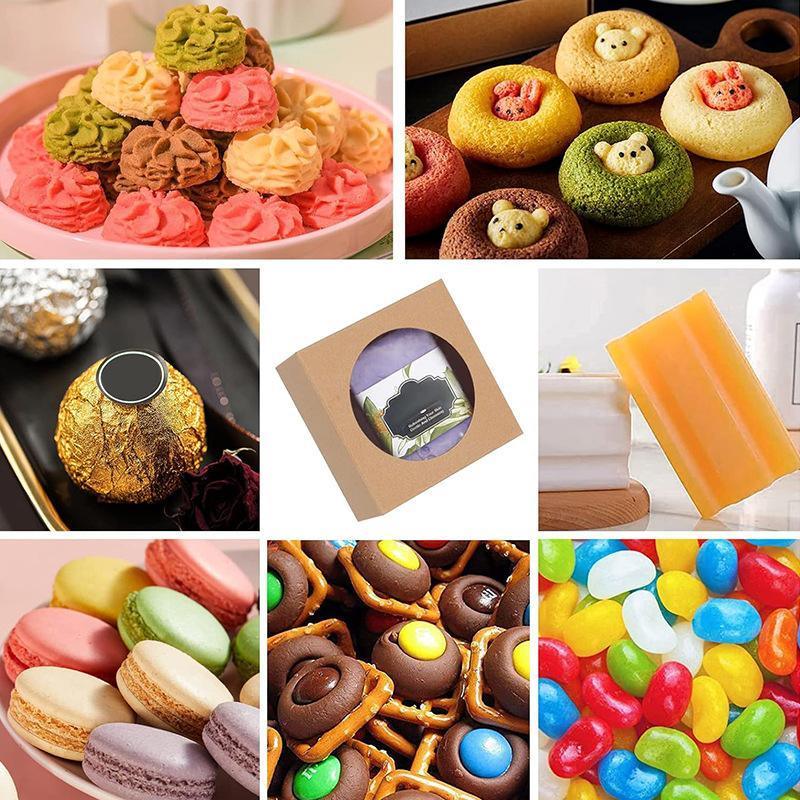 50PCS Handmade Soap Paper Box Round Window Kraft Black White Candy Biscuit Box - Black-50pcs 10*10*2.4CM 5