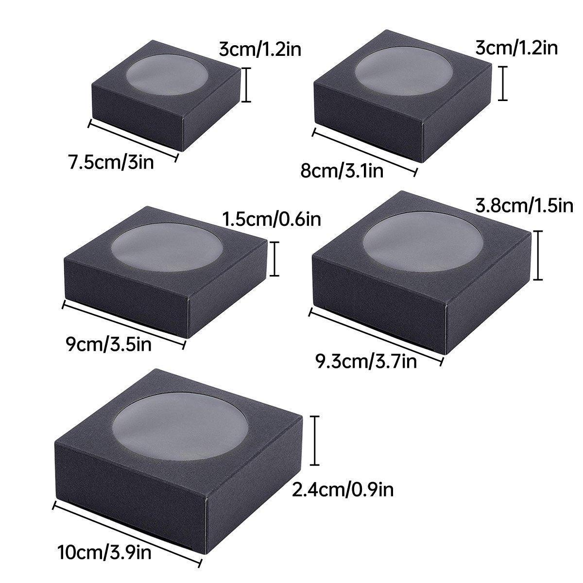50PCS Handmade Soap Paper Box Round Window Kraft Black White Candy Biscuit Box - White-50pcs 8*8*3CM 3