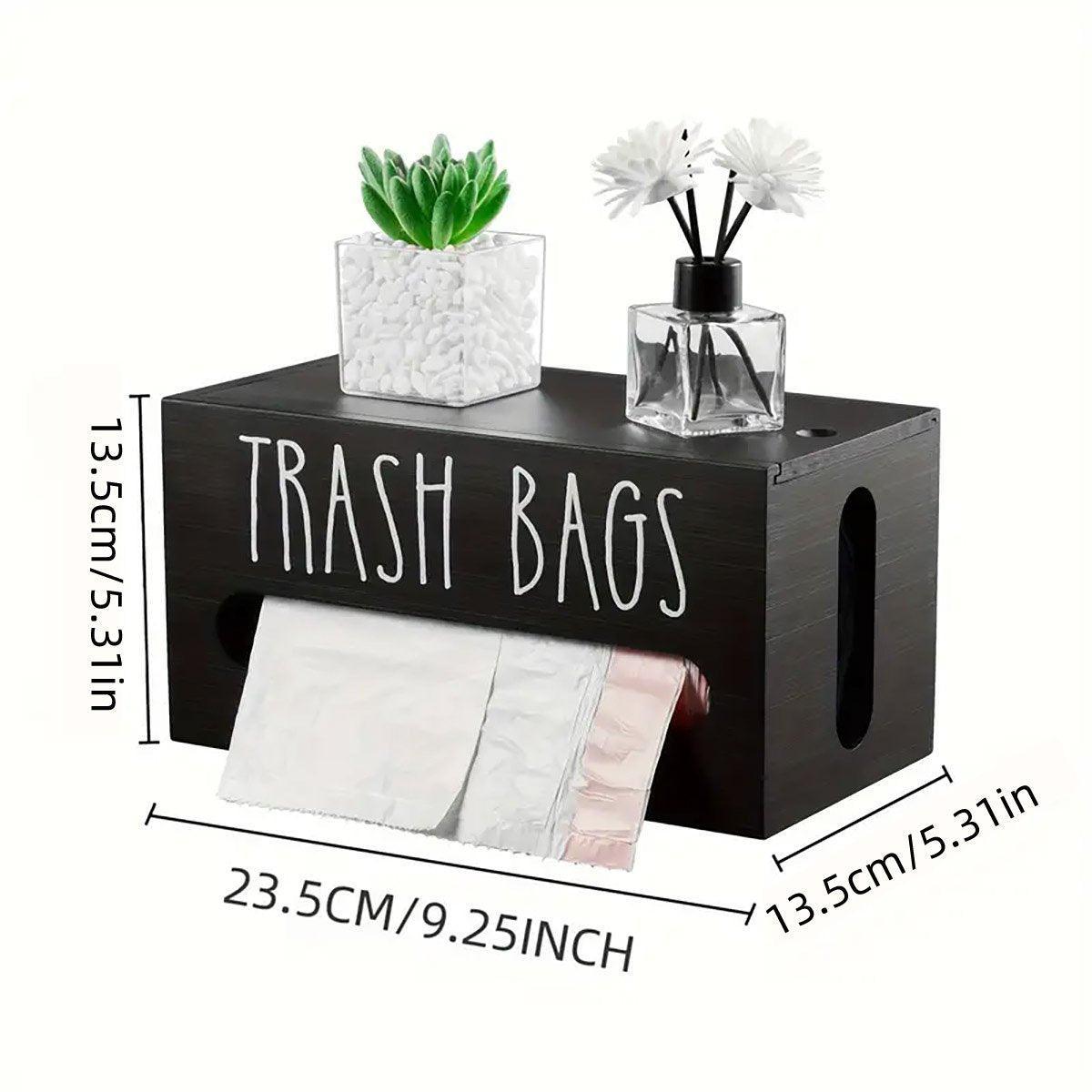 Wooden Plastic Bag Storage Box Hanging Rubbish Bag Organizer Extractable Tissue 3