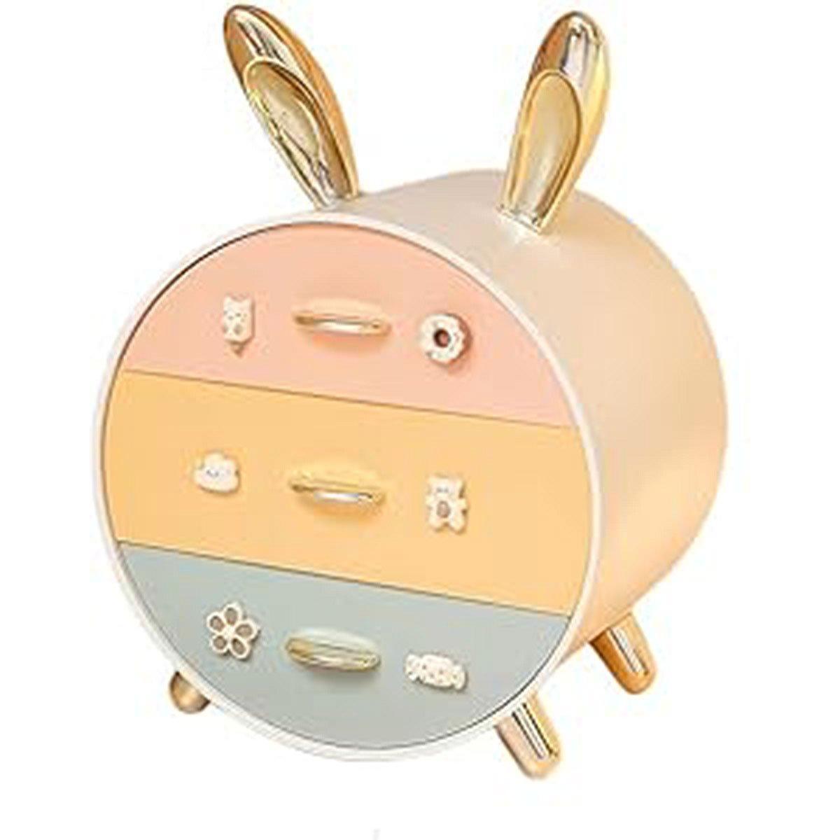 Large Multi-functional Makeup Storage Organizer Rabbit Decor Drawer Cosmetic Box - Colour 7