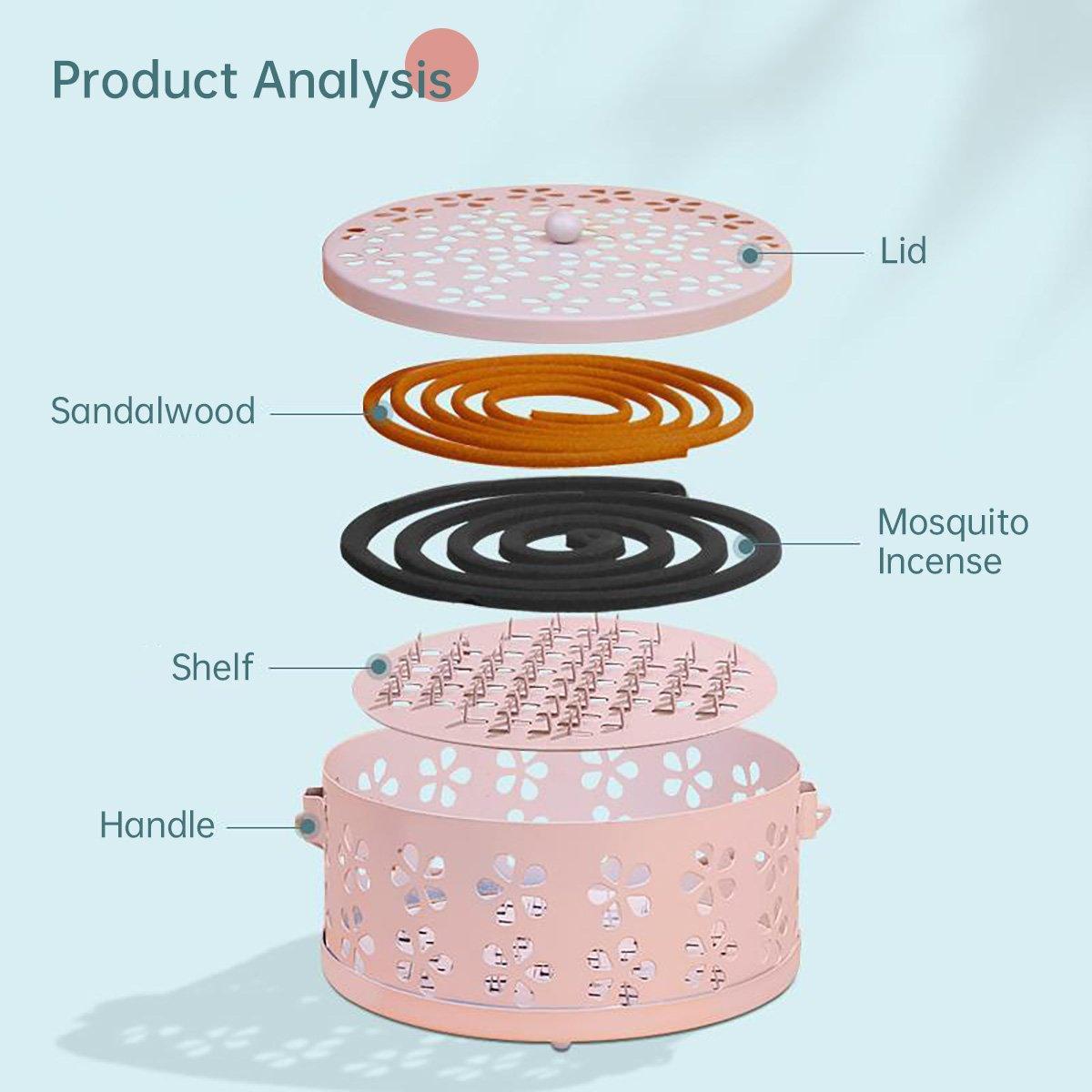 Iron Mosquito Incense Box Fireproof Tray Stand Indoor Household Incense Holder - Pink 4