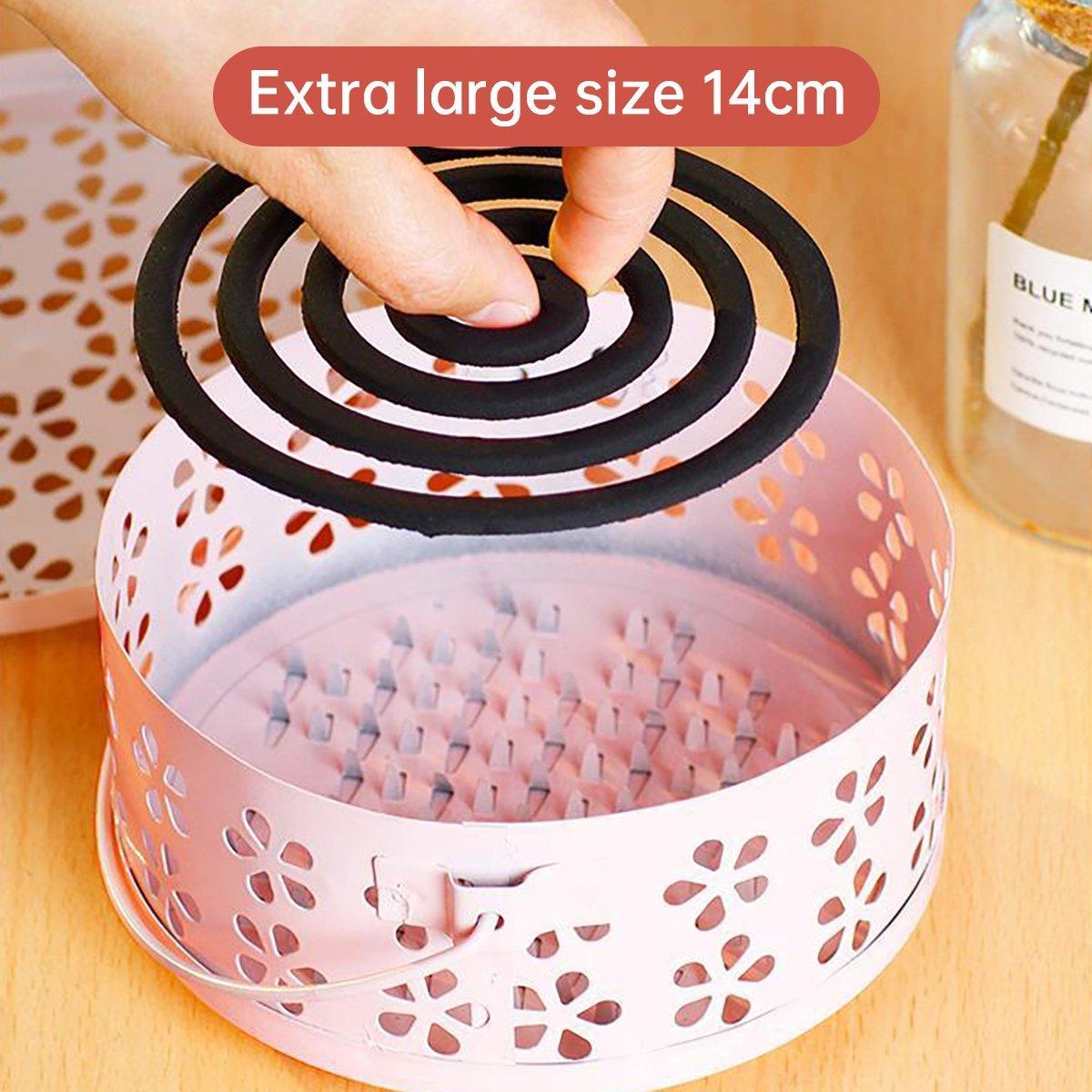 Iron Mosquito Incense Box Fireproof Tray Stand Indoor Household Incense Holder - Pink 5