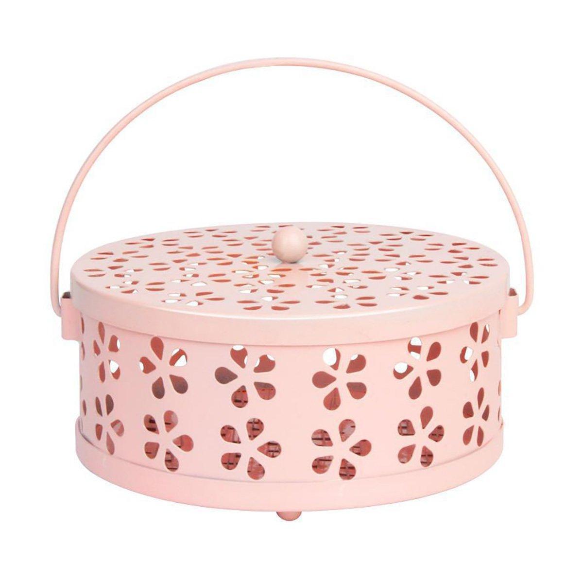 Iron Mosquito Incense Box Fireproof Tray Stand Indoor Household Incense Holder - Pink 8