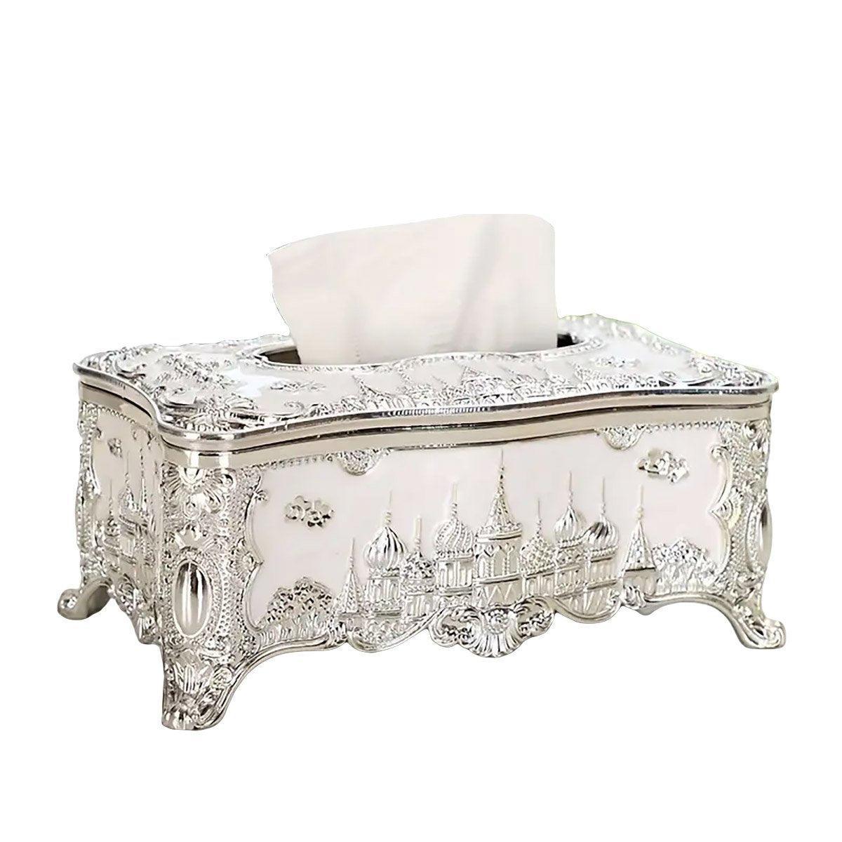 Small Napkin Tissue Box Creative Plastic Desktop Paper Holder Compact Design - Silver 6