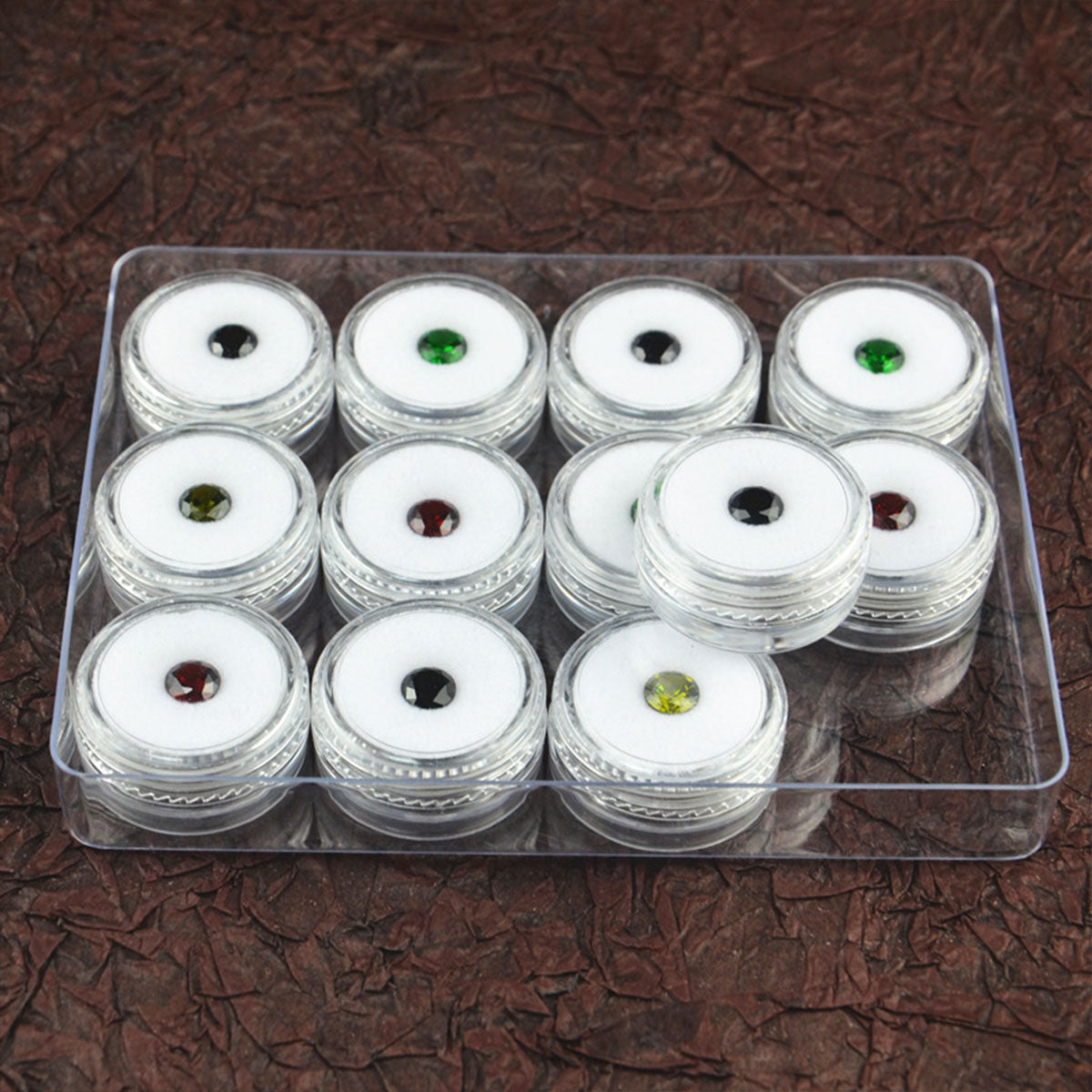 Transparent Round Gemstone Display Box Organizer Case with Lid Storage Packaging - White 4