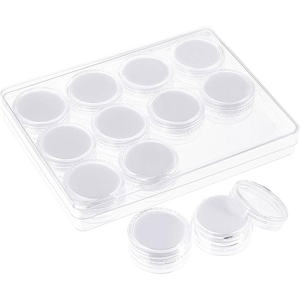 Transparent Round Gemstone Display Box Organizer Case with Lid Storage Packaging - White 6