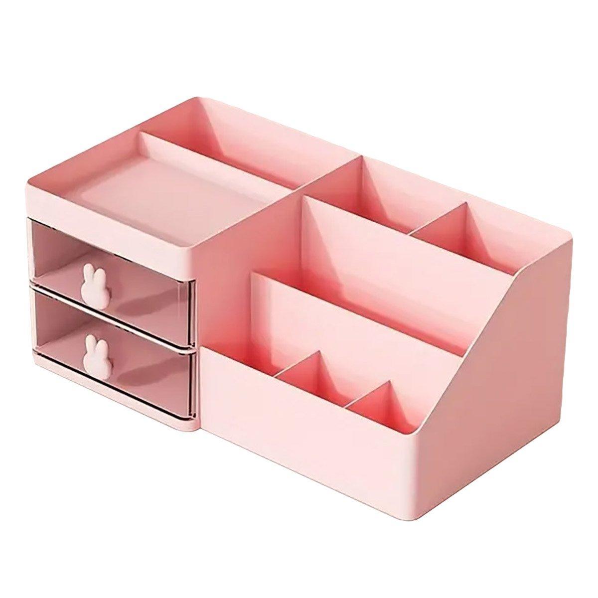 Cartoon Drawer Type Cosmetic Jewelry Storage Box Desktop Student Stationery Box - White 6