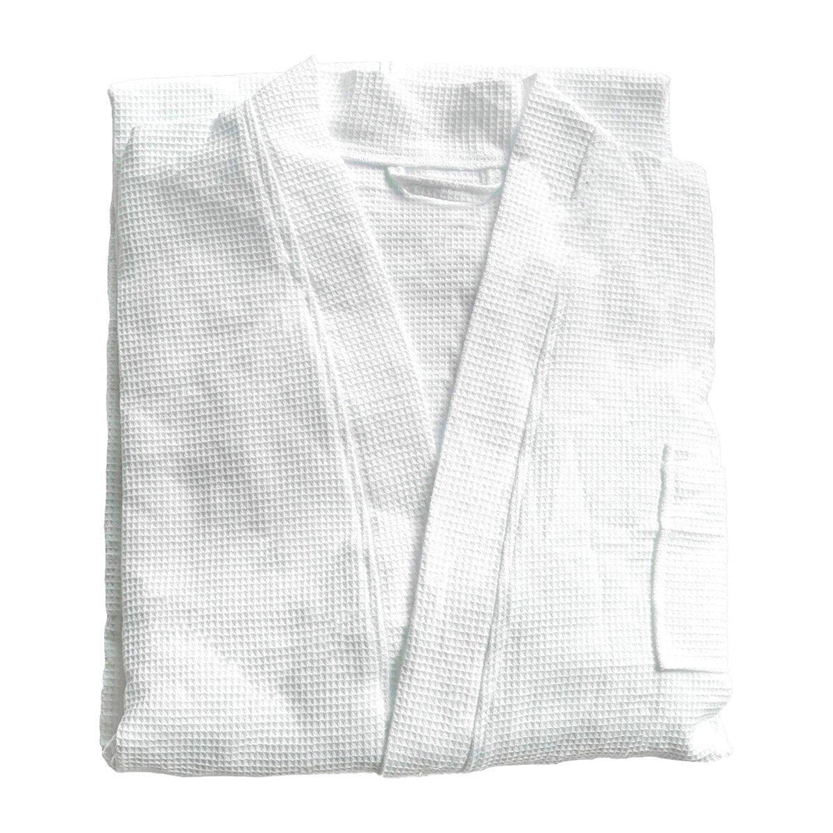 Cotton Kimono Collar Bathrobe Hotel Quality Thick Fleece Towel Embroidered Robe - Waffle 6