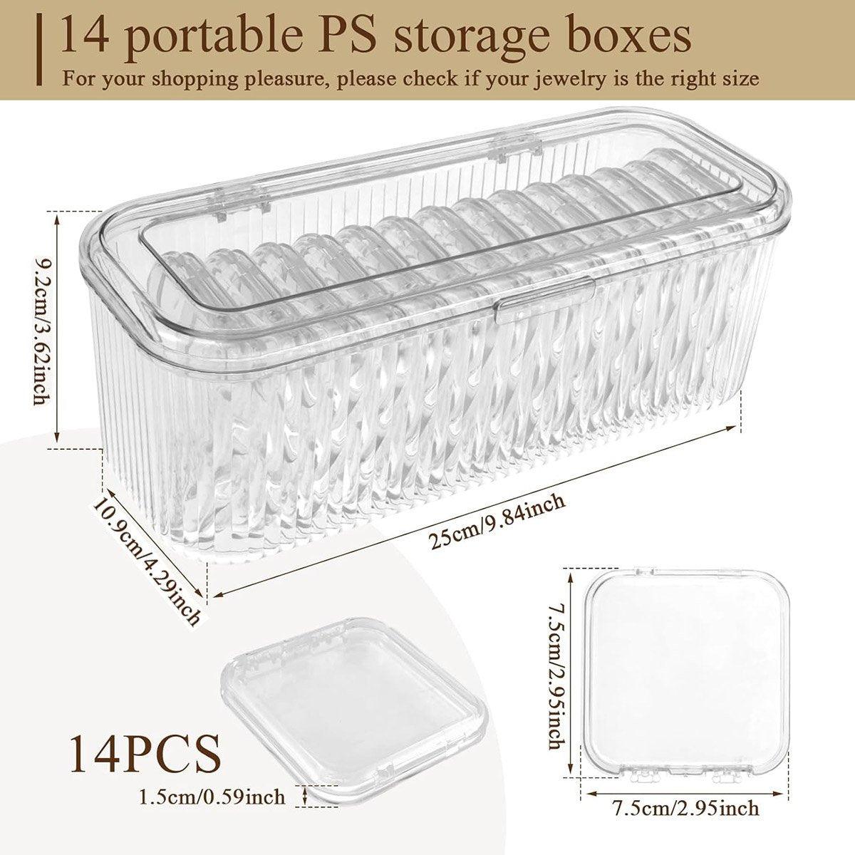15pcs Transparent Storage Box Jewelry Organizer Bracelet Necklace Anti-Oxidation 3