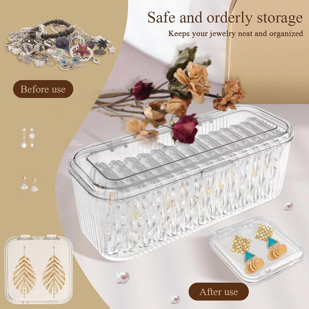 15pcs Transparent Storage Box Jewelry Organizer Bracelet Necklace Anti-Oxidation 5