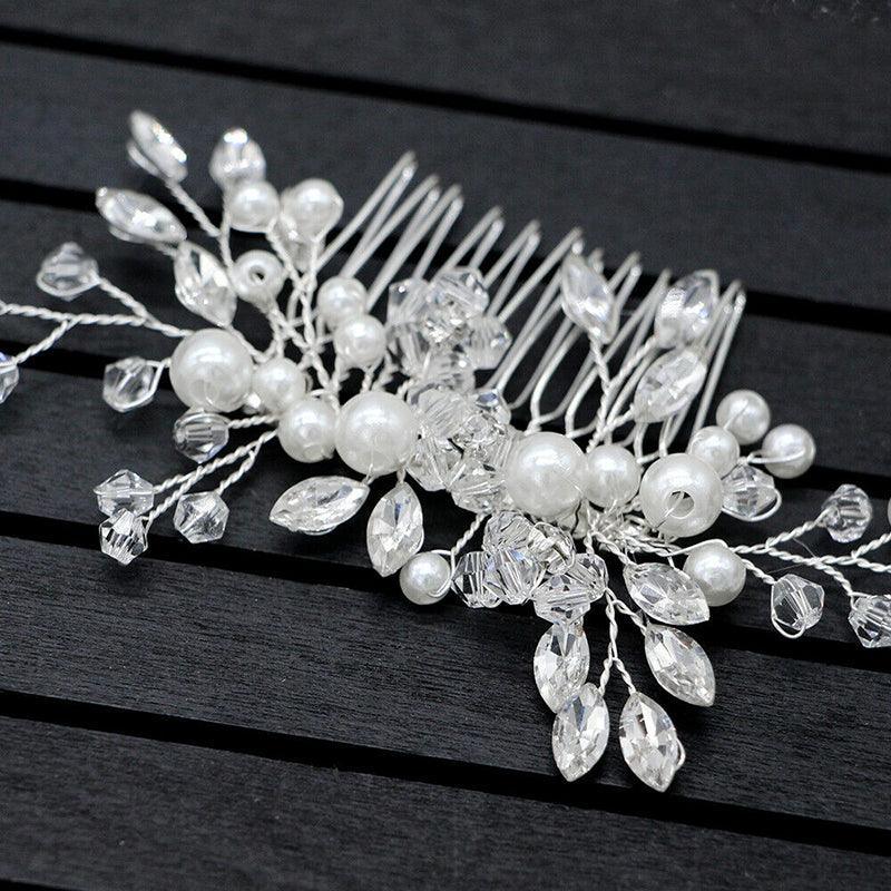 Bridal Headpieces Crystal Wedding Accessories White Jewelry Hair Comb Party Au 3