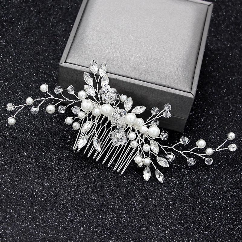 Bridal Headpieces Crystal Wedding Accessories White Jewelry Hair Comb Party Au 4