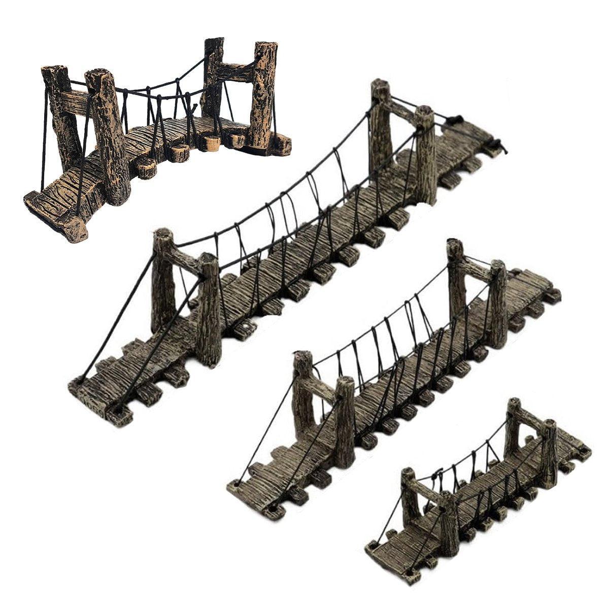 Resin Bridge Aquarium Decoration Fish Tank Accessories Shrimp Tortoise Climbing - Bent Rope Bridge-S