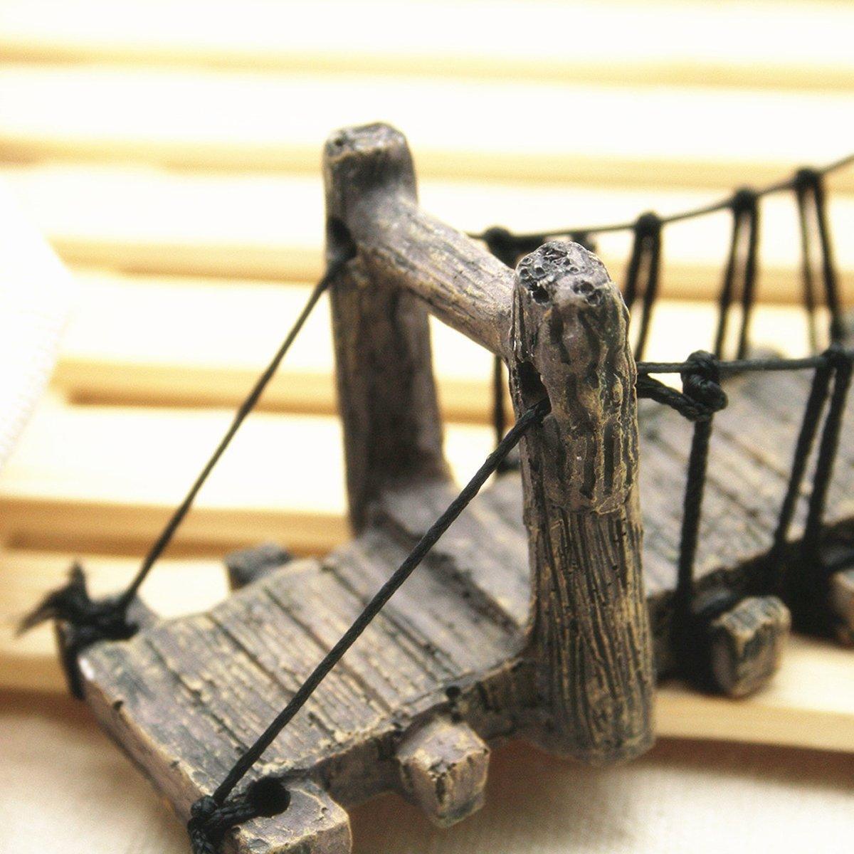 Resin Bridge Aquarium Decoration Fish Tank Accessories Shrimp Tortoise Climbing - Bent Rope Bridge-S 5