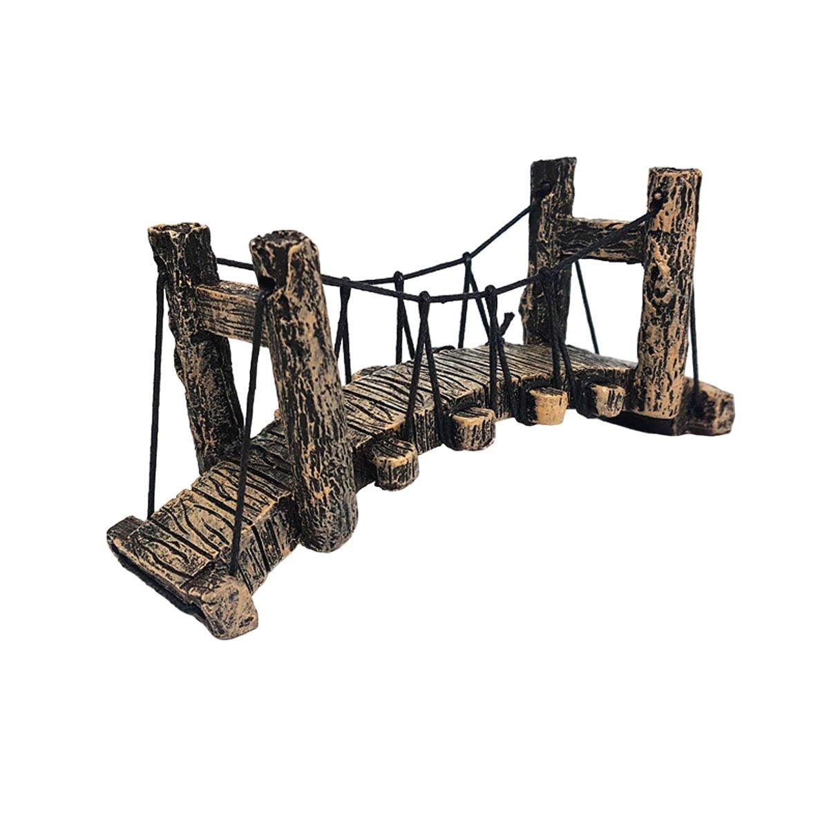 Resin Bridge Aquarium Decoration Fish Tank Accessories Shrimp Tortoise Climbing - Bent Rope Bridge-S 9