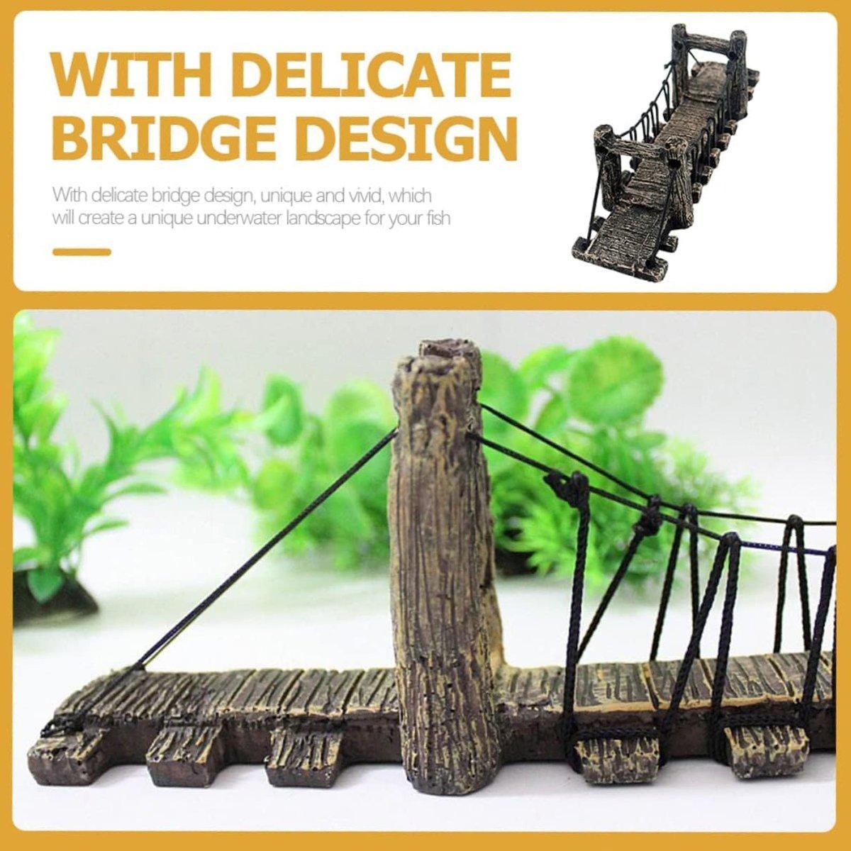 Resin Bridge Aquarium Decoration Fish Tank Accessories Shrimp Tortoise Climbing - Suspension Bridge-M 4