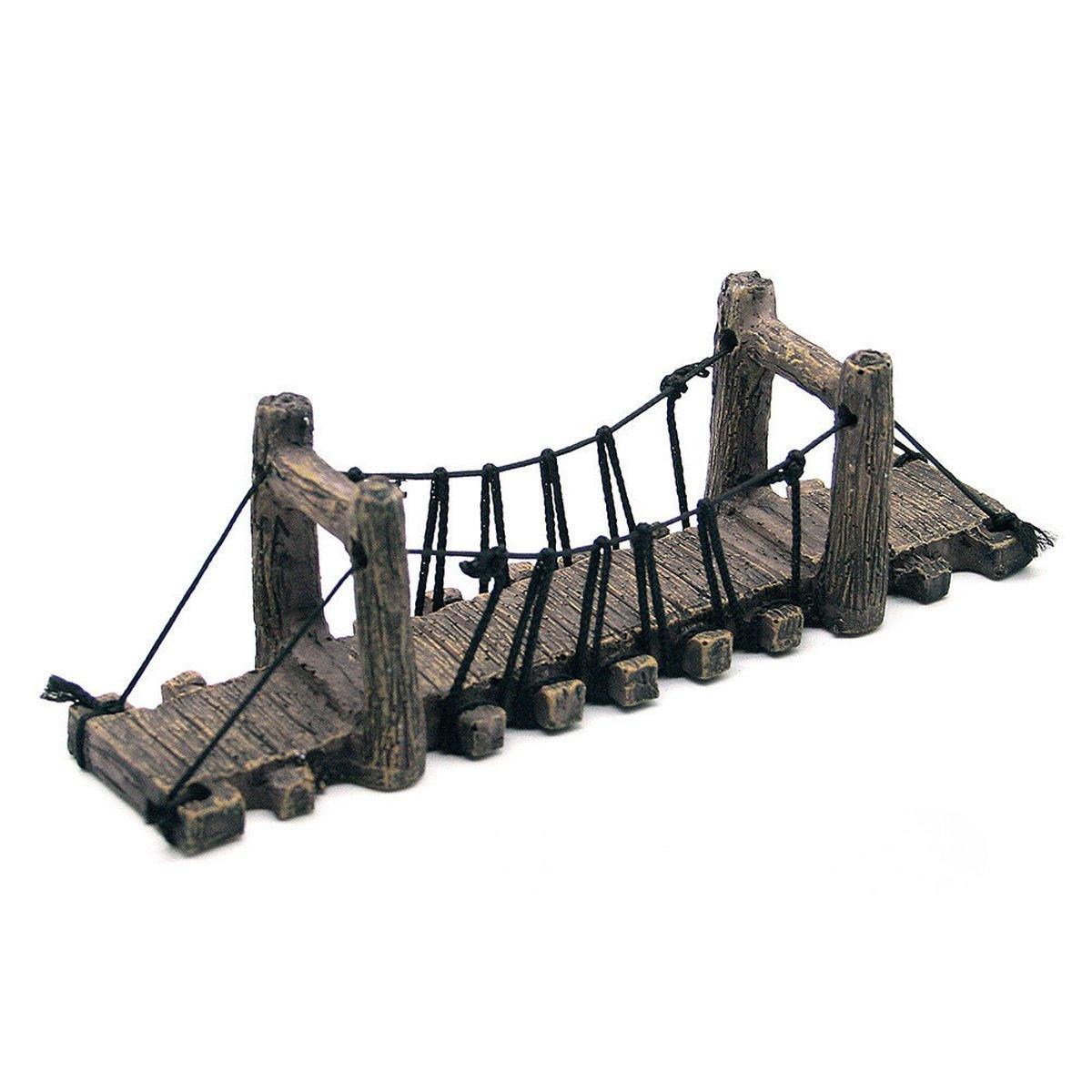 Resin Bridge Aquarium Decoration Fish Tank Accessories Shrimp Tortoise Climbing - Suspension Bridge-M 6