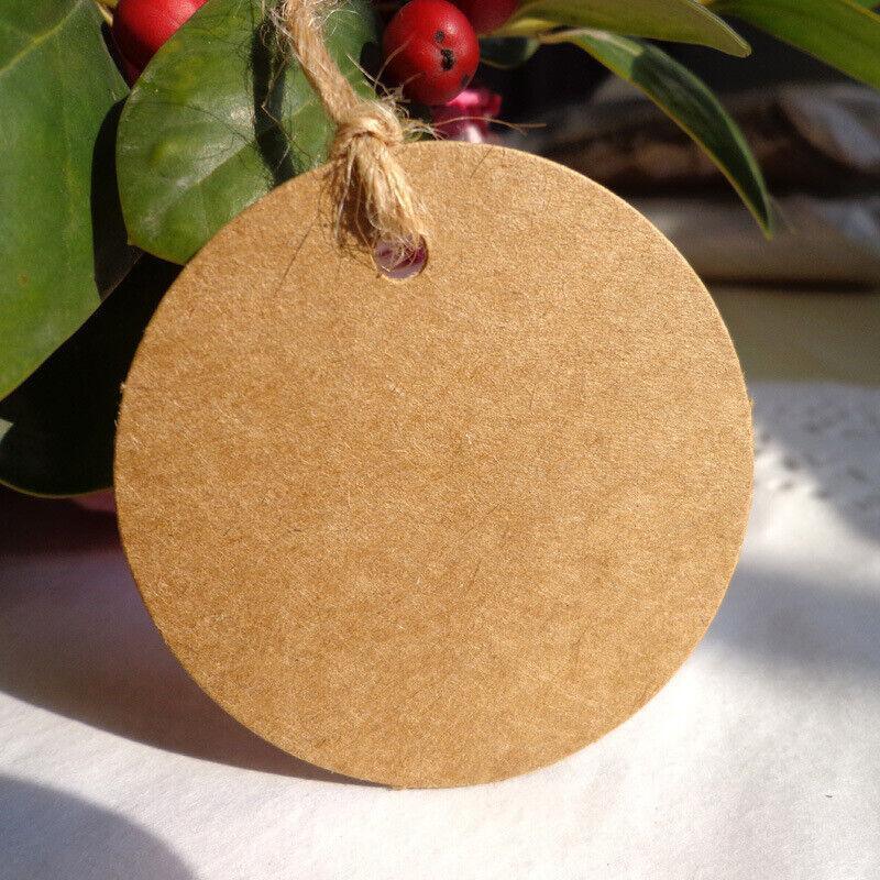 200Pcs Kraft Paper Tags Round 5X5 Cm Brown Card Cardboard Wedding Party Gift Diy 3