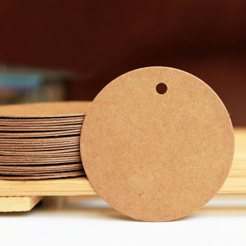 200Pcs Kraft Paper Tags Round 5X5 Cm Brown Card Cardboard Wedding Party Gift Diy 4
