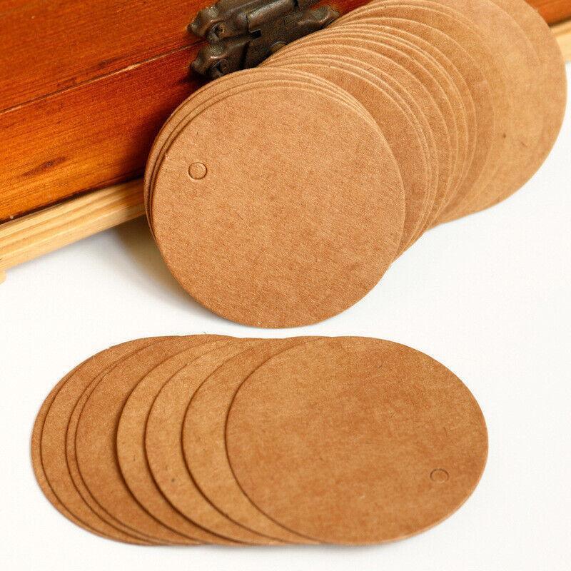 200Pcs Kraft Paper Tags Round 5X5 Cm Brown Card Cardboard Wedding Party Gift Diy 5