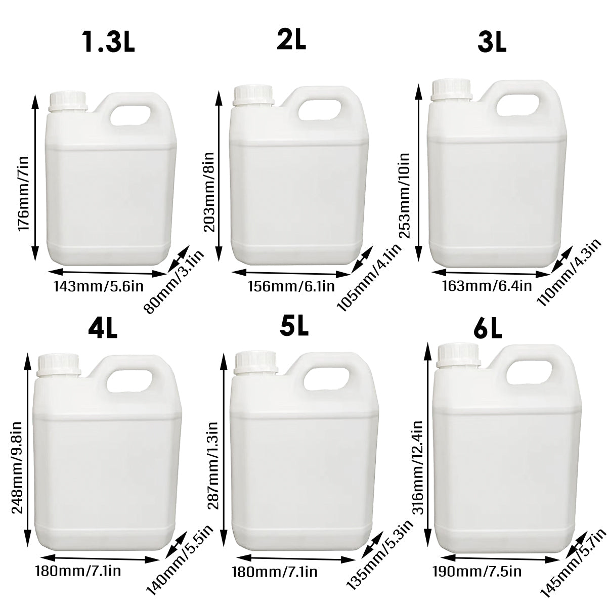 Plastic Square Bucket Storage Container Flat Square Pots 6 Sizes for Home Garden - 2L 3