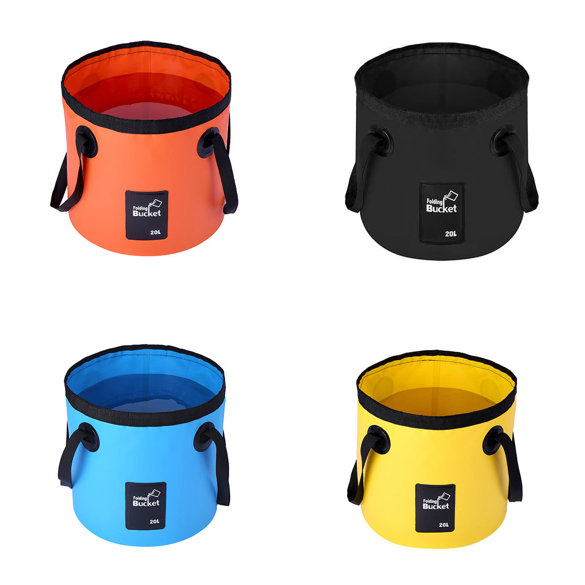 20L Portable Folding Bucket Water Container Camping Hiking Fishing Water Storage - Yellow