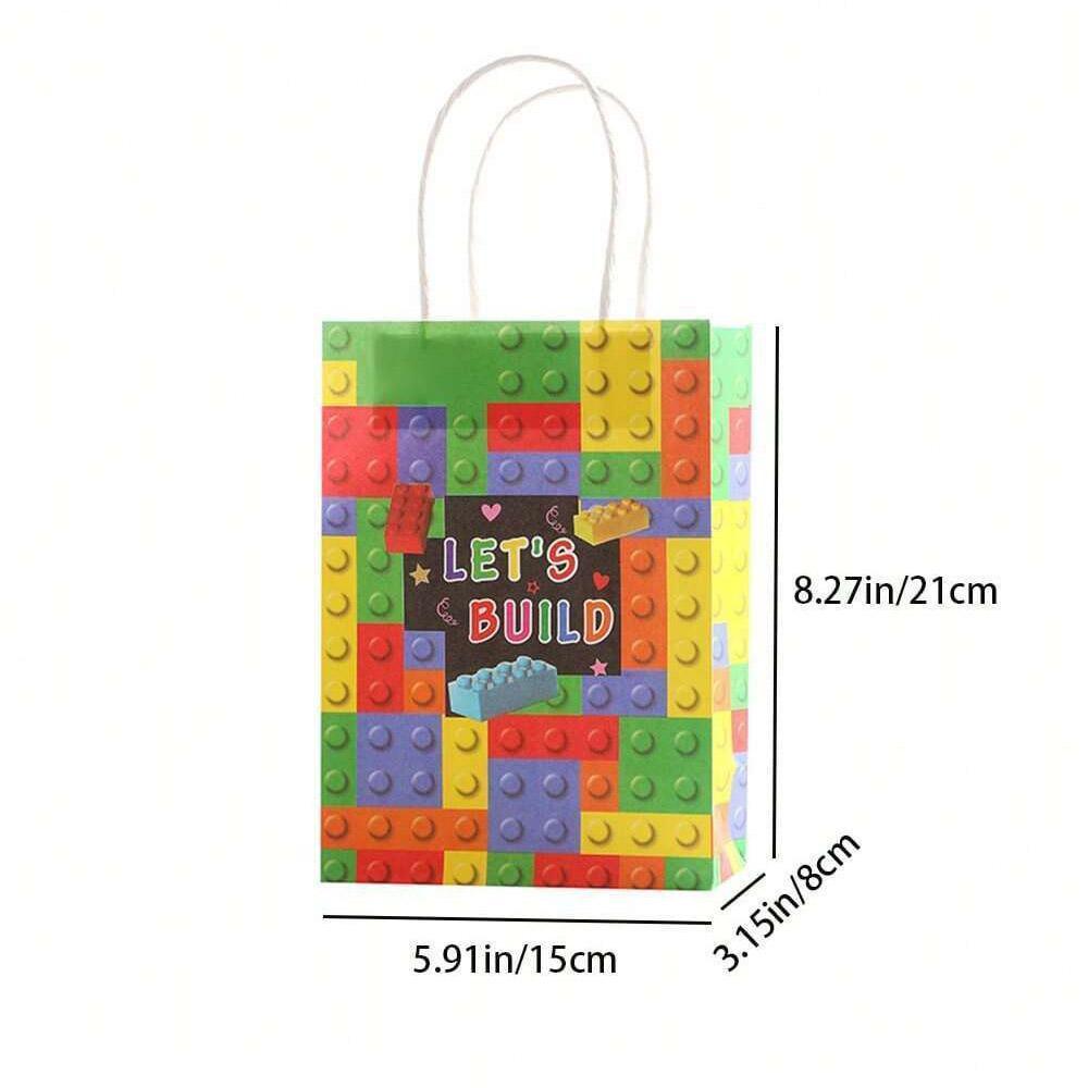30PCS Fashion Ball Kraft Paper Gift Bag Festivals gift tote bag Party Favor Bag - Building-Blocks-30pcs 3