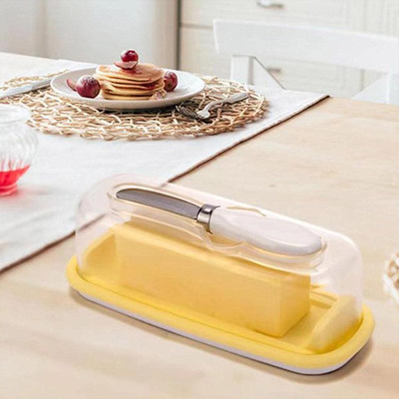 Square Butter Box with Knife Cheese Storage Container Cutting Tray for Kitchen 5