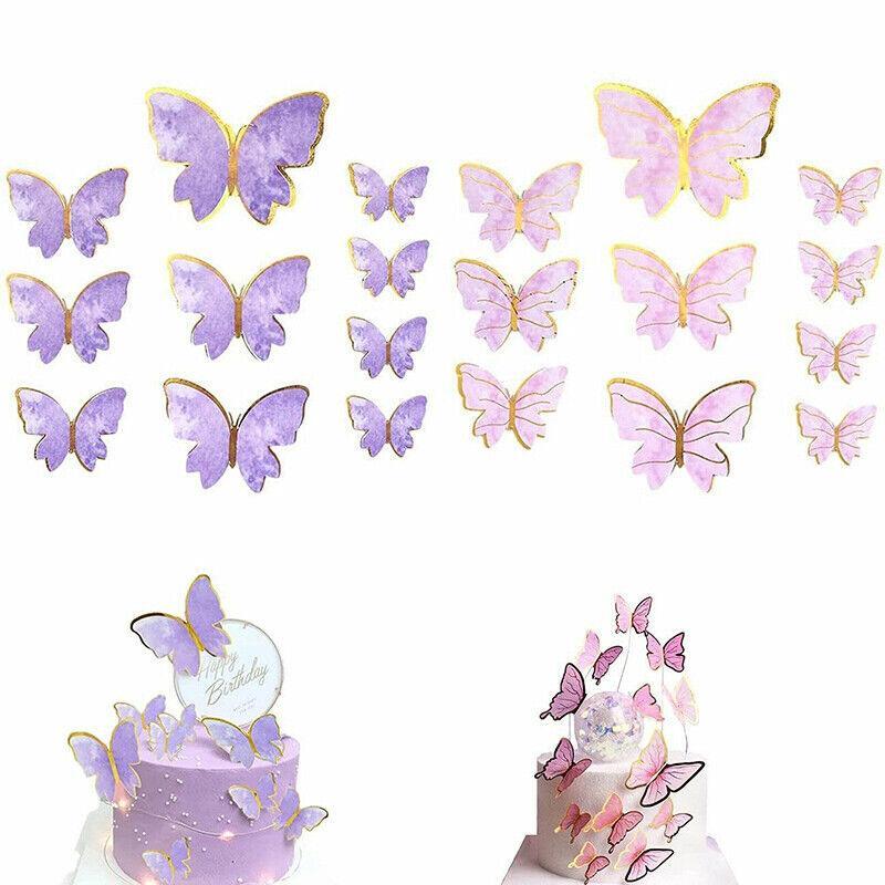 10Pcs Butterfly Paper Toppers Happy Birthday Cake & Festival Theme Decor - Pink Phnom Penh 5