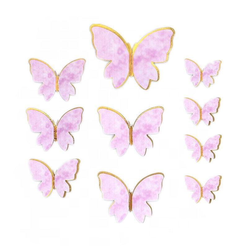 10Pcs Butterfly Paper Toppers Happy Birthday Cake & Festival Theme Decor - Purple Stripe 9