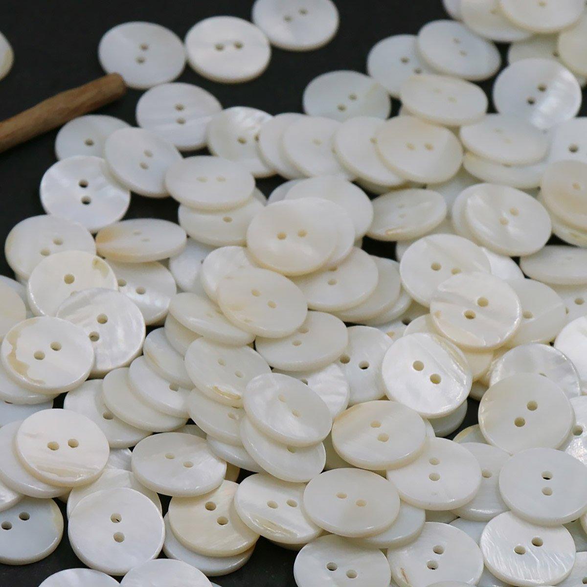 20pcs White Shirt Buttons Round Two Eyes Sewing Craft DIY Clothing Supplies - 23mm 5