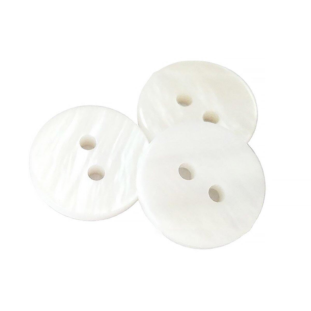20pcs White Shirt Buttons Round Two Eyes Sewing Craft DIY Clothing Supplies - 9mm