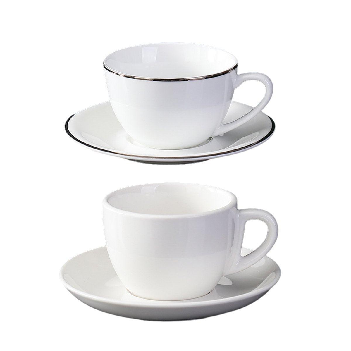 6PCS Ceramic Coffee Cup and Saucer Set Apricot Tea Cup with Ear Hotel Coffee Cup - 160ml