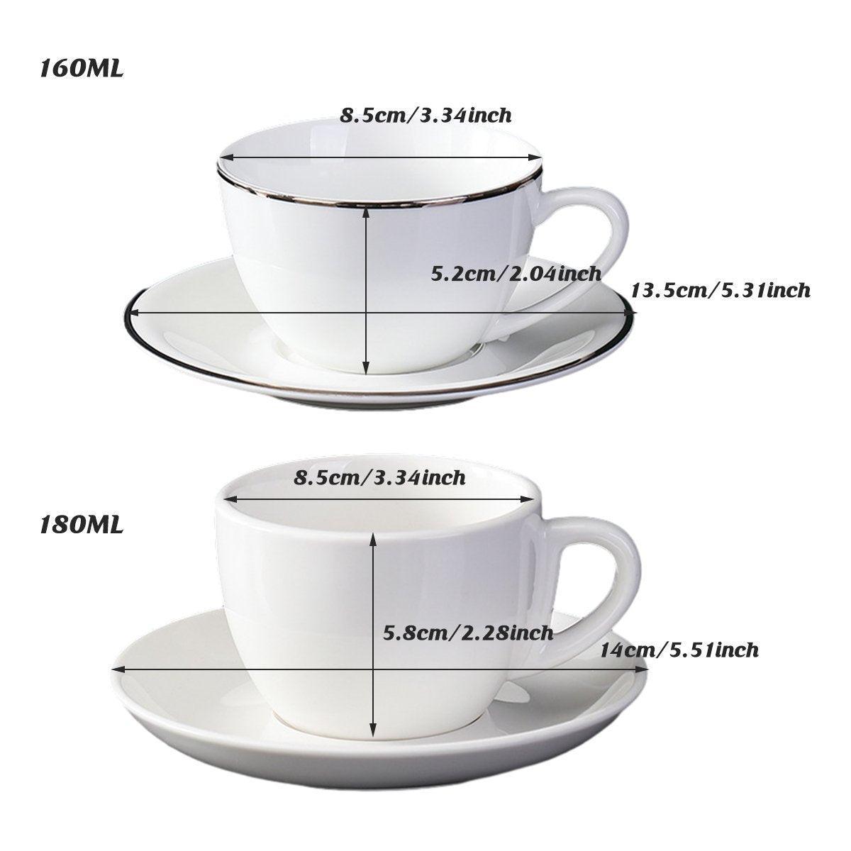 6PCS Ceramic Coffee Cup and Saucer Set Apricot Tea Cup with Ear Hotel Coffee Cup - 160ml 3