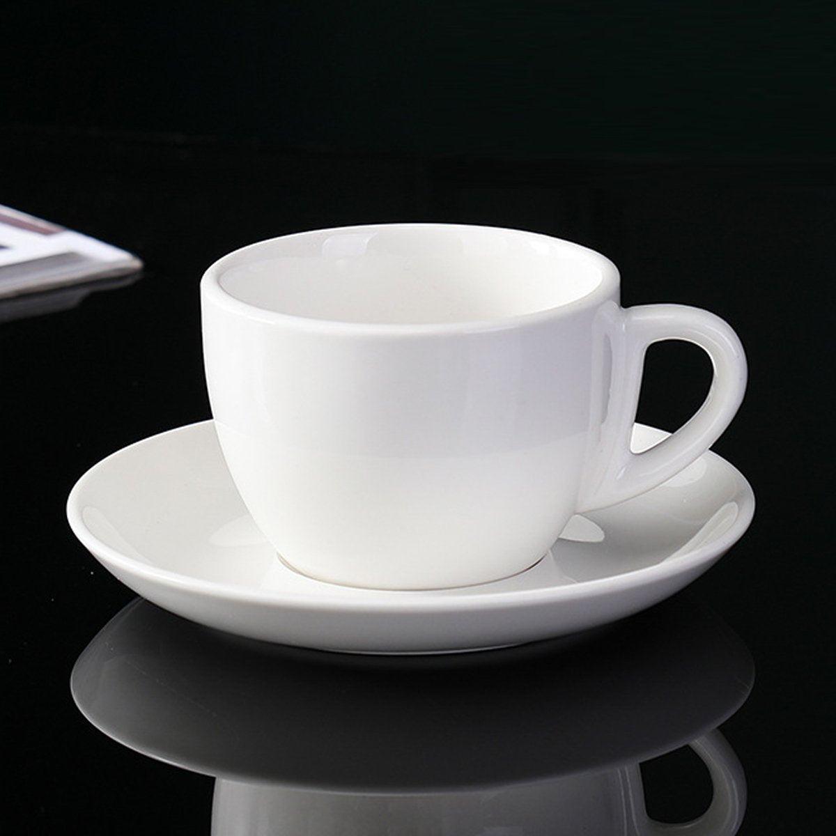 6PCS Ceramic Coffee Cup and Saucer Set Apricot Tea Cup with Ear Hotel Coffee Cup - 160ml 4