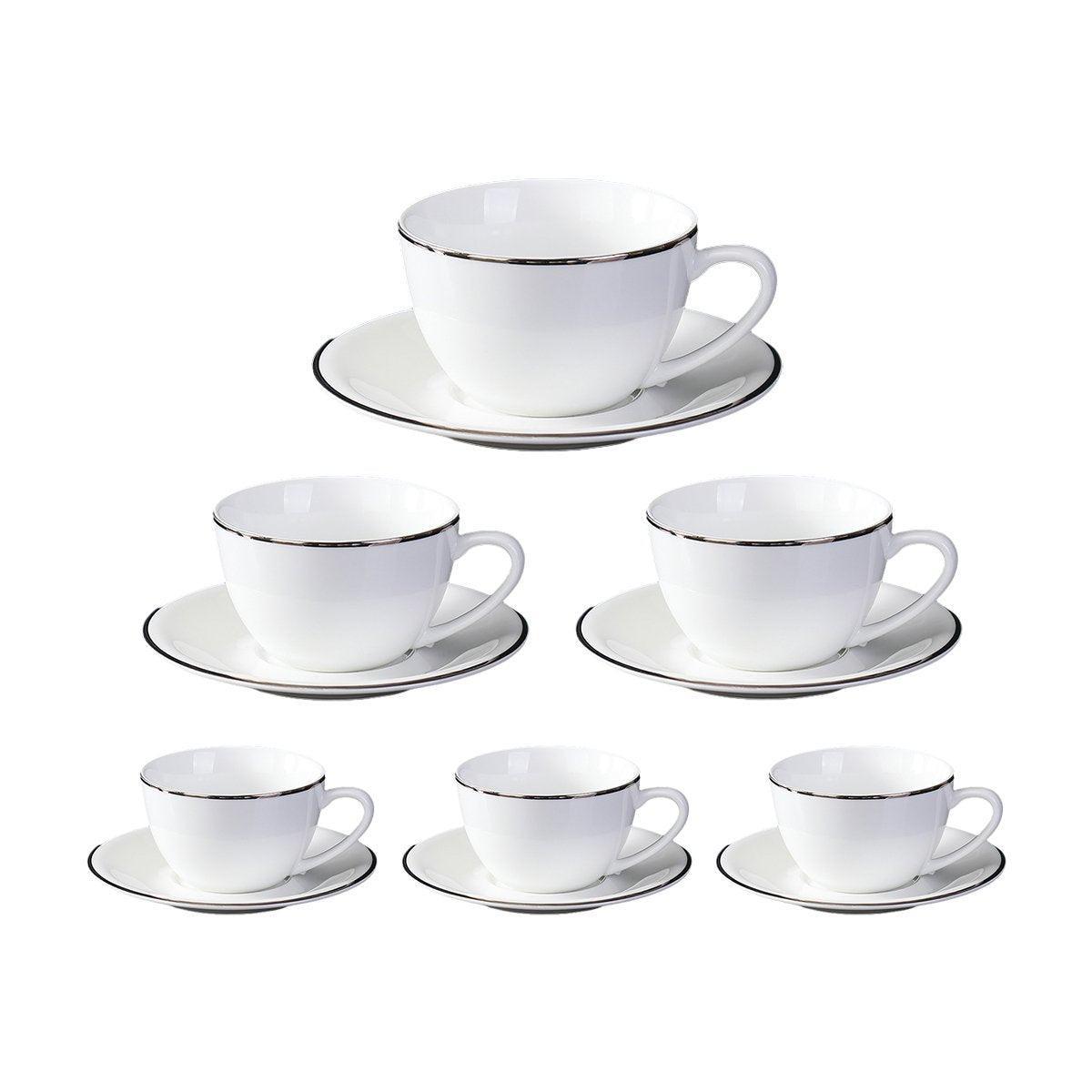 6PCS Ceramic Coffee Cup and Saucer Set Apricot Tea Cup with Ear Hotel Coffee Cup - 160ml 6