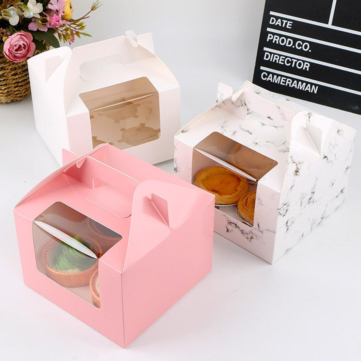 25pcs Portable Cupcake Packaging Box with Transparent Window for Easy Opening - Blue-2Cup 4