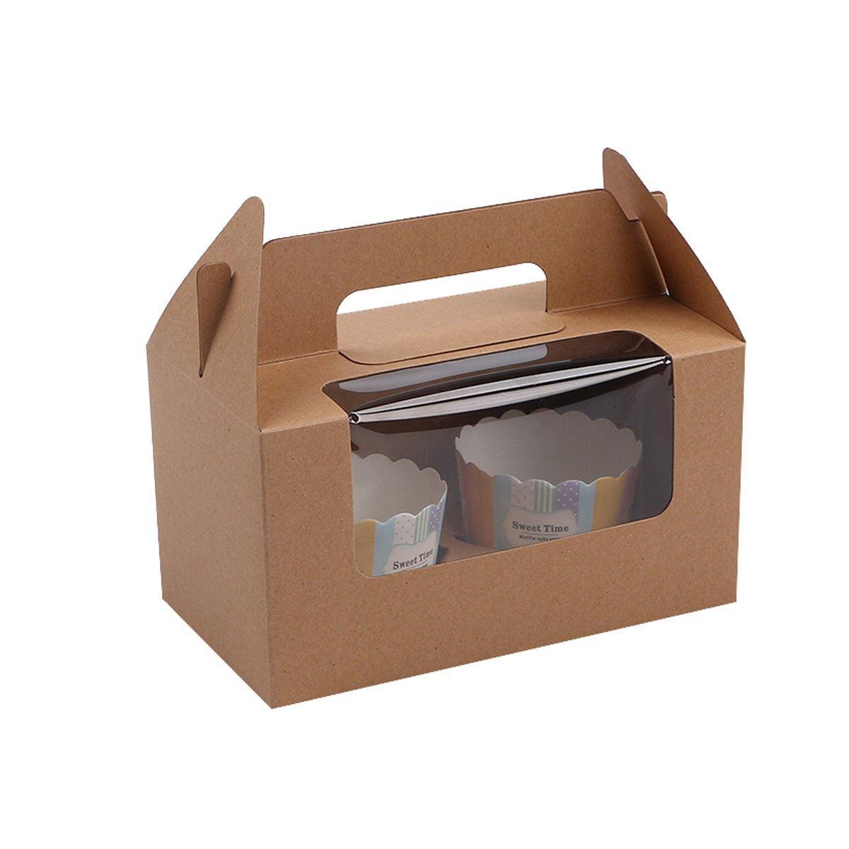 25pcs Portable Cupcake Packaging Box with Transparent Window for Easy Opening - Blue-2Cup 10