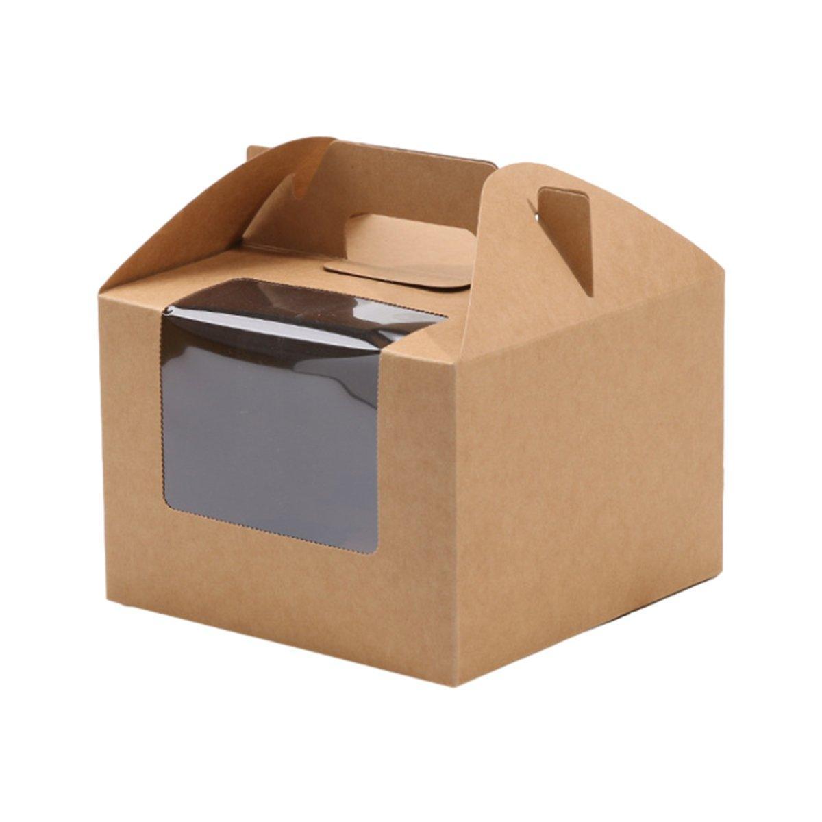 25pcs Portable Cupcake Packaging Box with Transparent Window for Easy Opening - Brown-2Cup 14